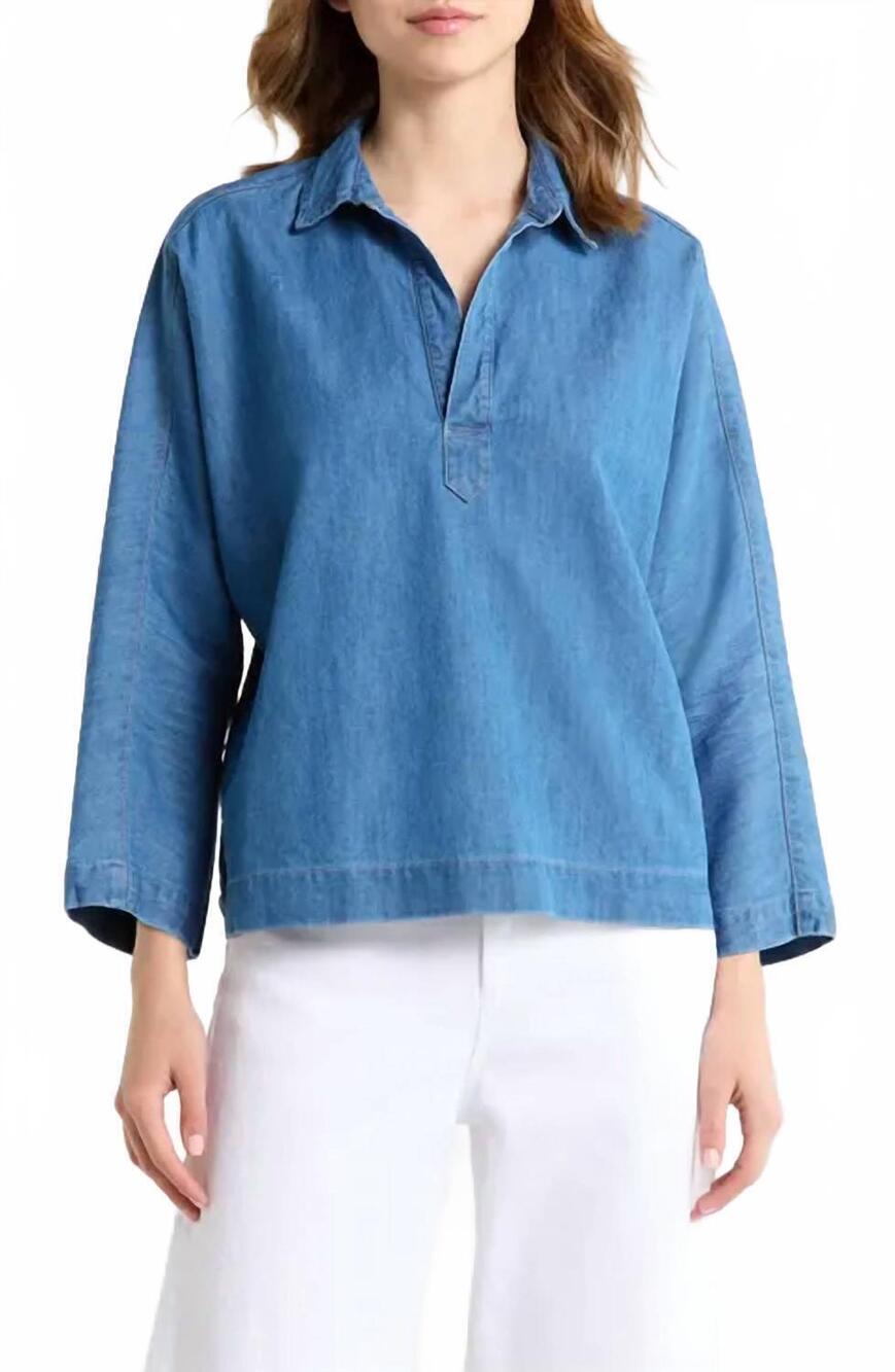 NEW FRANK & EILEEN gabi popover shirt in vintage distressed wash